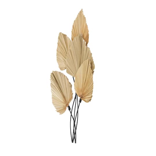 23" x 40" Brown Metal Leaf Layered with Palm Leaf Accents Wall Décor